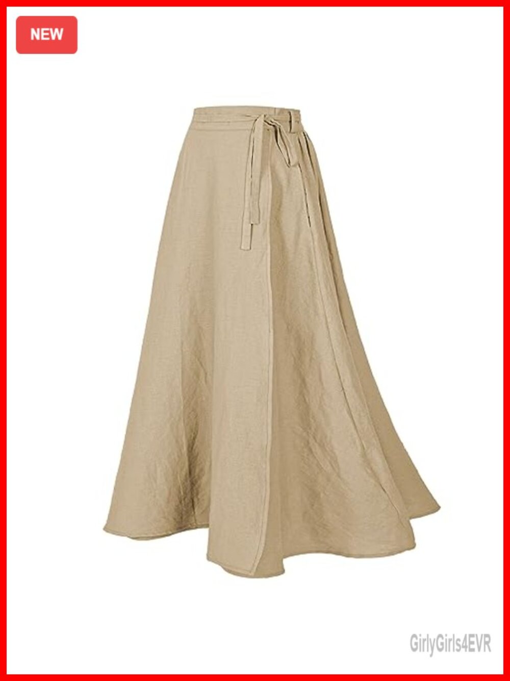 Linen Cotton Wrap Maxi Skirt A-Line Casual Beach Vacation